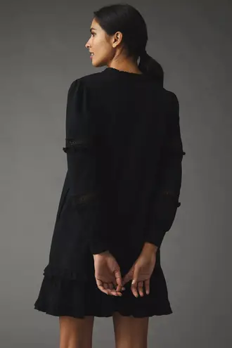 Sundays Anthropologie Black Ruffle Balloon Sleeve Dress