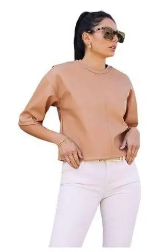 LA Made Lorna Vegan Leather Tee Size Small New