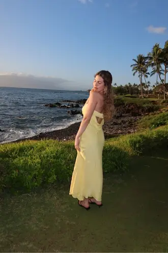 Yellow Strapless Midi Dress Size M