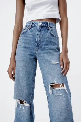 Baggy Jeans Zara Jean 6688 ZARA WIDE LEG FULL LENGTH JEANS BLUE