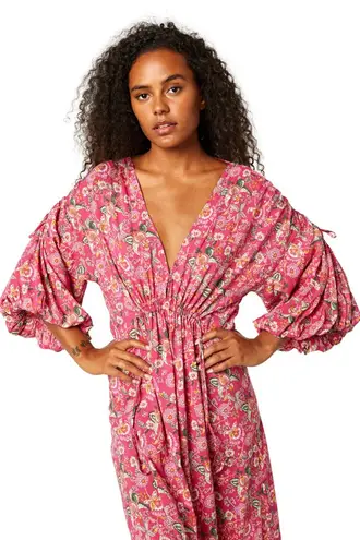 MISA Los Angeles Johanna Pink Floral Midi Dress