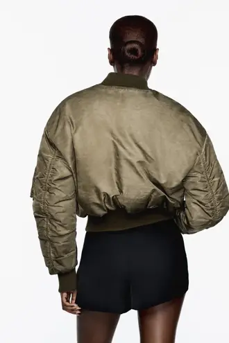 ZARA bomber jacket distressed aviator pilot with sherpa collar - Image 10