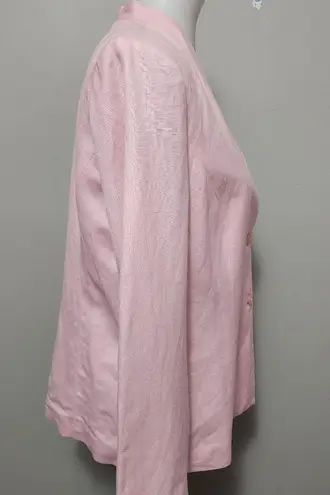 Jaclyn Smith Pink Pastel Double Button Linen Blend Blazer Size 12