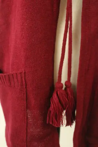 Blakely Vintage 80s Deadstock Burgundy Maroon Short Sleeve Open Cardigan Tassels 18/20