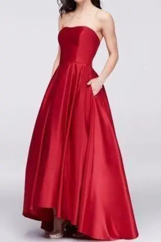 Betsy and Adam Satin Red Ball Gown Formal Dress