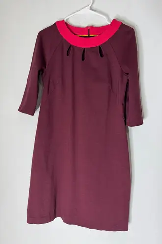 Boden Womens Maroon Pink Colorblock Cut Out‎ Tilly Tunic Shift Dress US6R Size 6