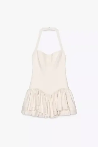 ZARA  Elegant White cream Halter corset ruffle Dress