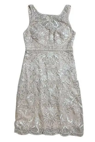 Sue Wong Nocturne Champagne Blush Embroidered Cocktail Dress Women’s US 4