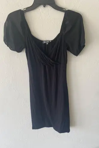 Missguided black short puffy mesh sleeve mini dress