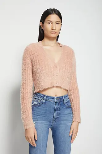 Jonathan Simkhai Maya feathered rib knit cropped cardigan sweater chai pink XS