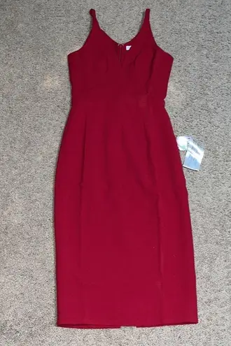Dress the Population Lyla V-Neck Sleeveless Crepe Sheath Pencil Dress Garnet XS