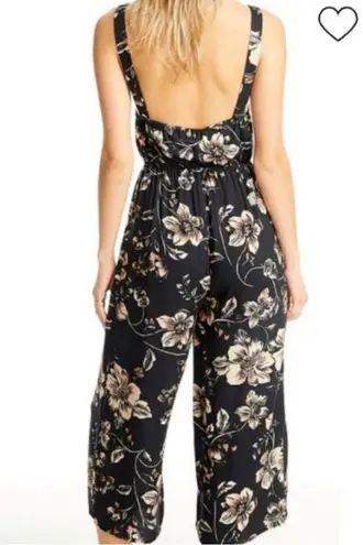 Saltwater Luxe Floral Jumpsuit Cropped Wide Leg Black Small Boho Hippie Beachy