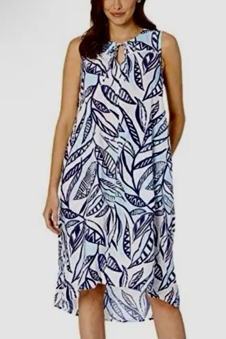 Fresh Produce ADA Palm Leave Print Dress Sleeveless Sz XS Hi Low Hem