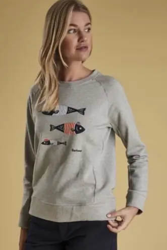 Barbour NWOT Sailboat Overlayer Fish graphic sweatshirt gray size 10