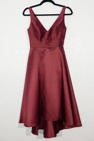 Alfred Sung NWT  Burgundy Sateen Twill V-Neck Hi Low Dress Size 0