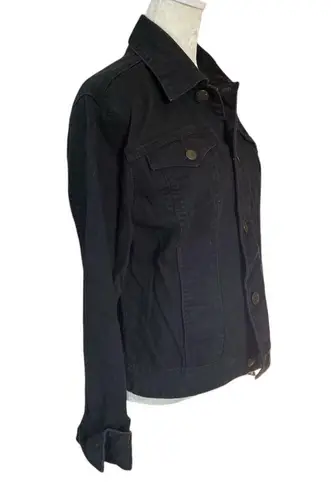 JAG women's M black collared long sleeve button down denim jean jacket pockets Size M