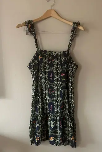 Agua Bendita Target - Floral Tile Print Flutter Sleeve Mini Dress Size L