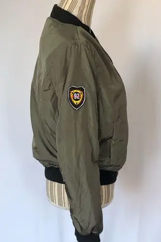 Ambiance green bomber jacket with patches size lg