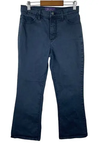 NYDJ Flared Pants Womens Size 4 Blue Relaxed Lift Tuck Slimming Short Casual