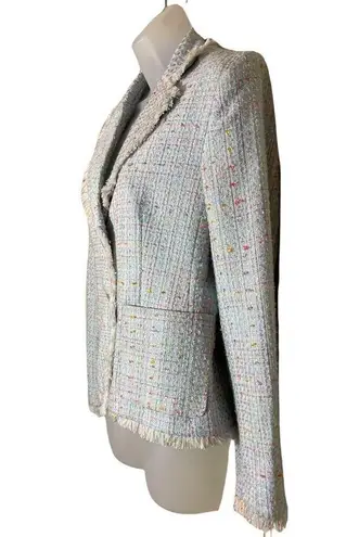 Chadwick's Vintage 1990s Cropped Boucle Fringed Blue Blazer 8P