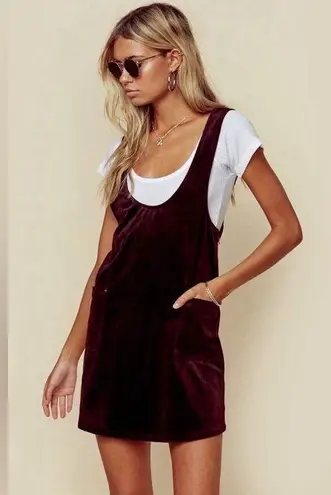 Sage The Label Birkin Wine Velvet Jumper Mini Dress Women’s Size M Pockets