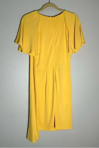 C/MEO COLLECTIVE  Yellow Faux Wrap V Neck Mini Dress Size Medium