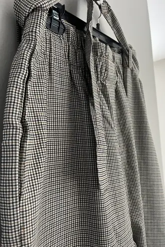 OAT New York Dress Pants Womens XL Plaid Pull On Elastic Waist Belted Pockets