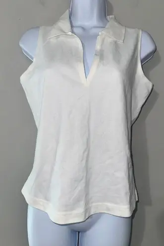 Northern Isles White Sleeveless Collar Tank Top Women's Size M Size M