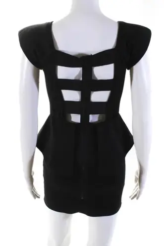 Cushnie et Ochs women’s back cutout black bodycon peplum mini dress size 6 small