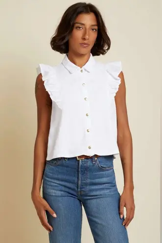 Nation Ltd Archer Ruffled Button Up Top sz Medium White EUC