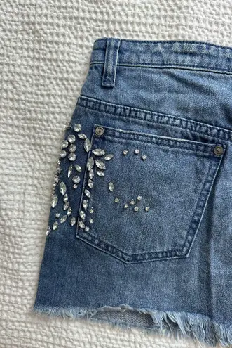 Free People Bejeweled Mini Jean Skirt