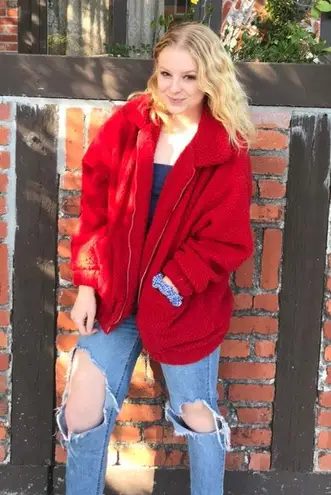 I am gia red teddy coat sale