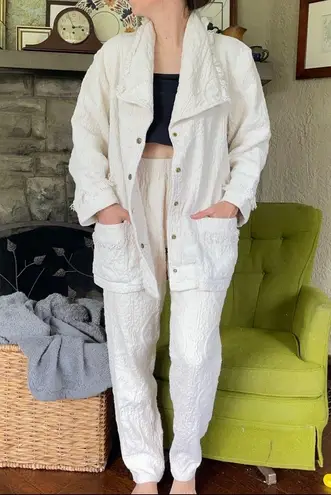 2 piece Set Vintage Landeaux Designer Textured Woven Tapestry Fringe Neutral Size 27