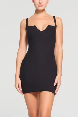 SKIMS NWT Raw Edge Slit Front Mini Dress in Onyx, Size X-Small