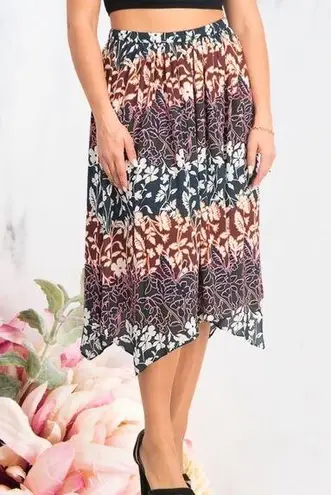 Rachel Roy Womens Pink Sheer Floral Midi Peasant Skirt SZ XS