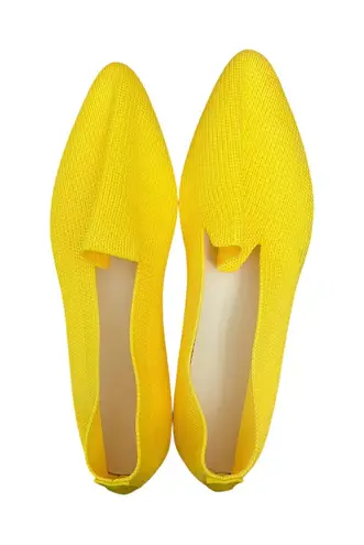 Womens Knit Pointed Toe Loafers Slip On Flats Comfort Casual Shoes Yellow Size 10
