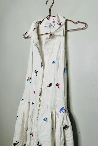 PRABAL GURUNG X RTR White Cotton Floral Embroidered Sleeveless Midi Dress 10