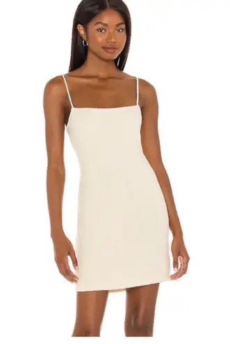 Saylor - Tirzah Pointelle Knit Spaghetti Strap Square Neck Sheath Mini Dress