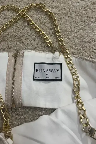 Runaway Clothes Gold and White Striped Side Cutout Mini Dress