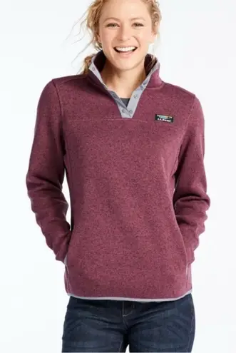 LL Bean 1/4 Snap Fleece Pullover Sweater Women's Size Small Regular Maroon Purple
