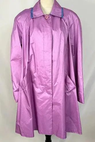Vintage 80s Raingear Long Trench Coat Raincoat Pink Retro Womens Medium‎ Korea