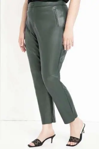Eloquii Women’s classic Fit Slim Green Faux Leather Ankle Dress Pants