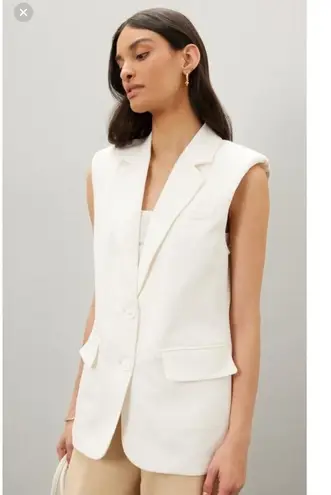 Endless Rose White Linen Blend Oversized Sleeveless Vest Blazer Size Small