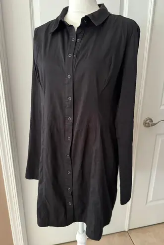 Frame Cotton Snap Closure Black Shirt Dress