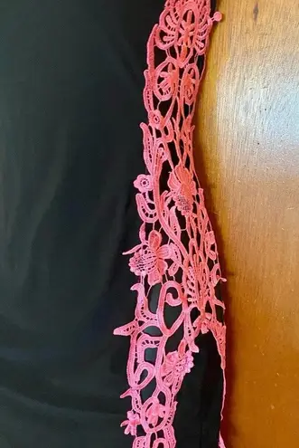 Symphony Black Dress Pink Open Cutout Stitch Sides Bodycon Mini Dress Size Small