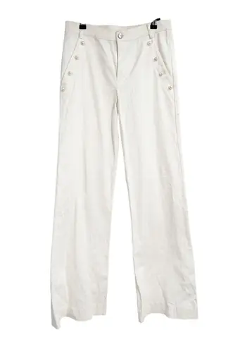Cami NYC Womens Cotton Faux Pearl Accent High Rise Wide Leg Pants White Size 6
