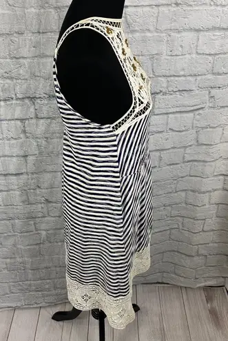 Hazel Boutique Hazel 100% cotton striped dress with lace size medium women