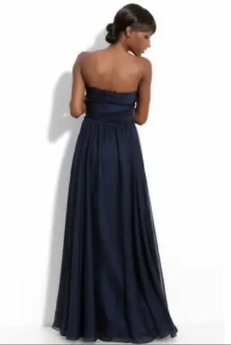 Monique Lhuillier Ruffle Evening Gown, Navy Blue, Size 4
