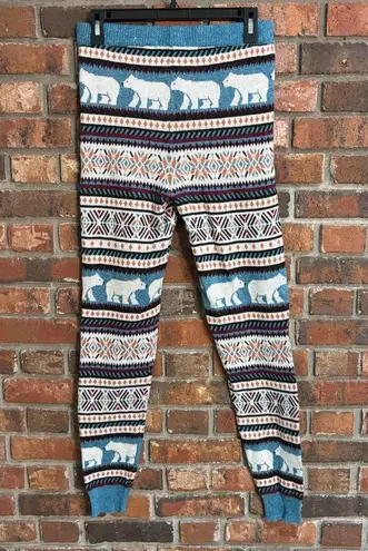 American Eagle  womens cozy soft fair isle polar bear sweater joggers blue small