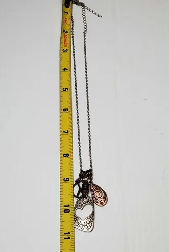 Lia Sophia Day Dreamer Peace & Heart Charms Silver Tone Chain Necklace 18"